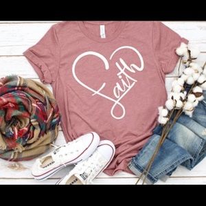 Faith and Heart Tee (Heather Desert Pink)